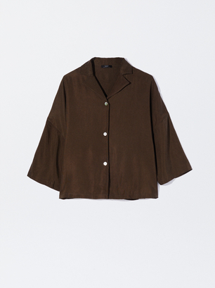 Chemise Basique À Boutons, Kaki, hi-res
