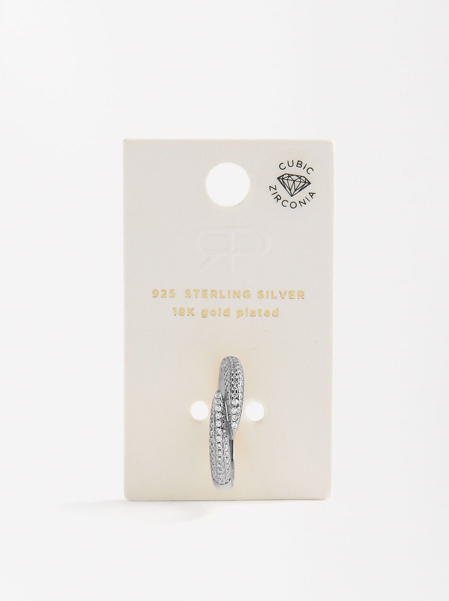 Cross ring with zircons - 925 sterling silver