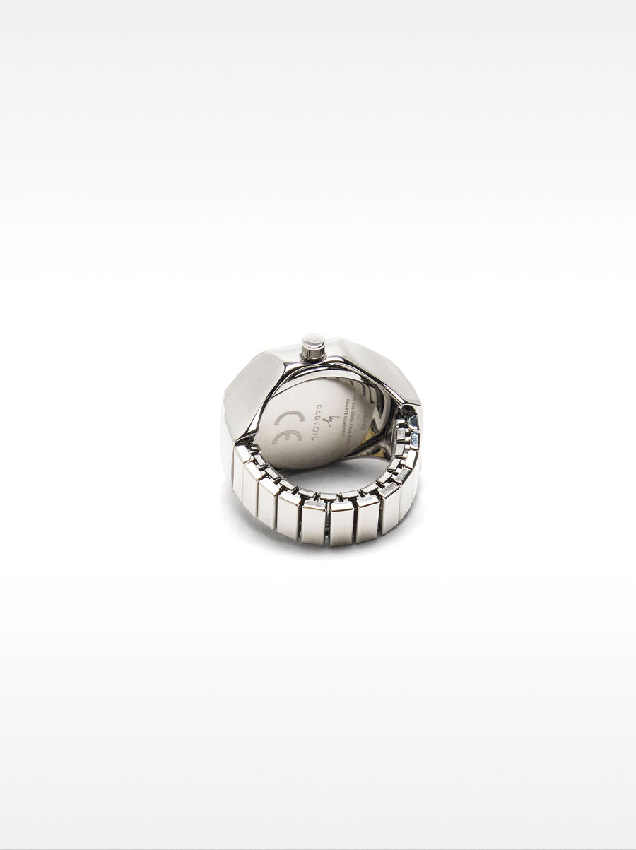 Silver steel watch ring
