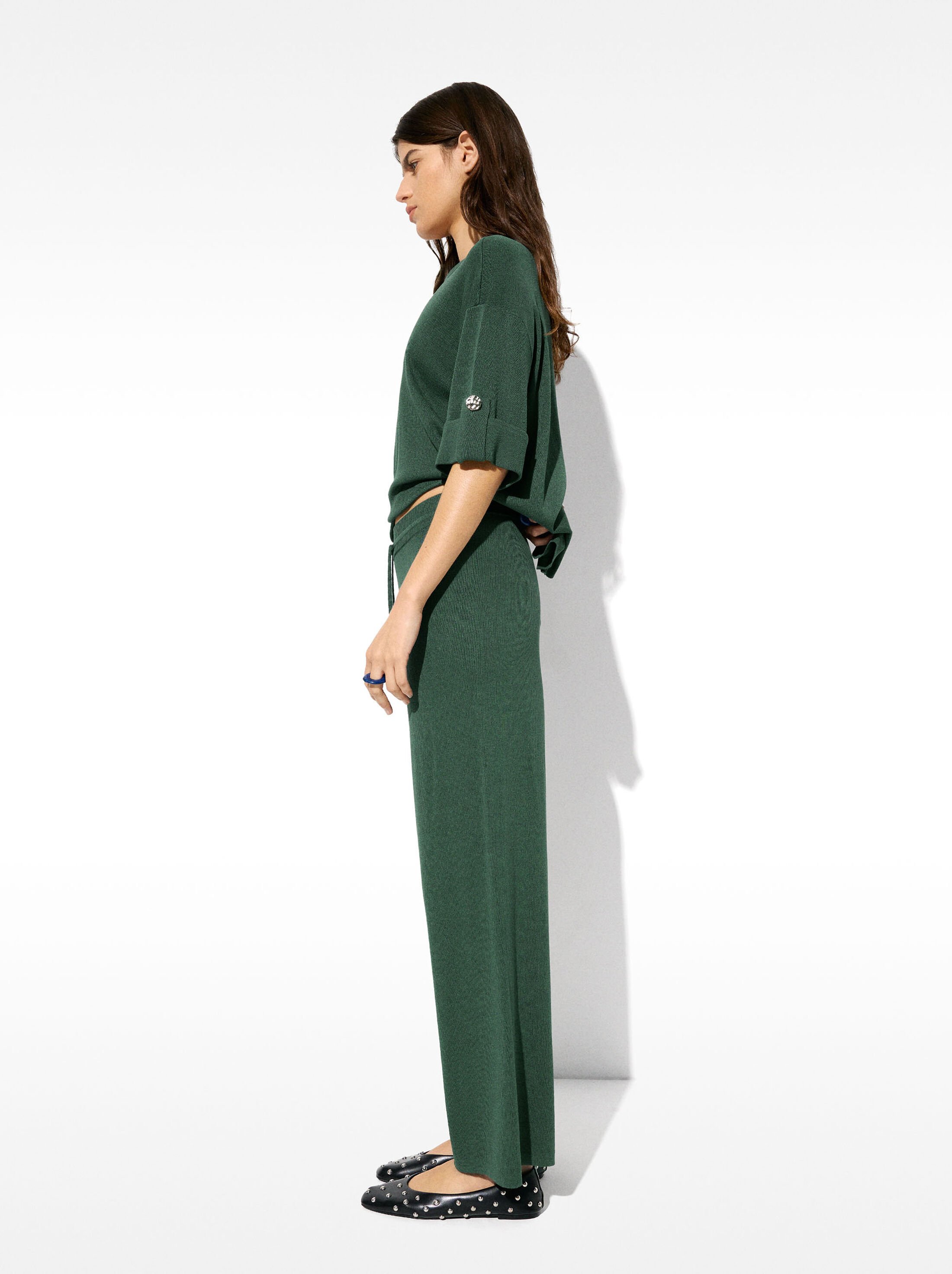 Adjustable knit trousers with drawstring image number 2.0