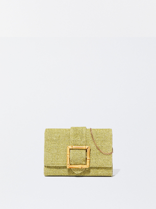 Straw-Effect Crossbody Bag, Green, hi-res