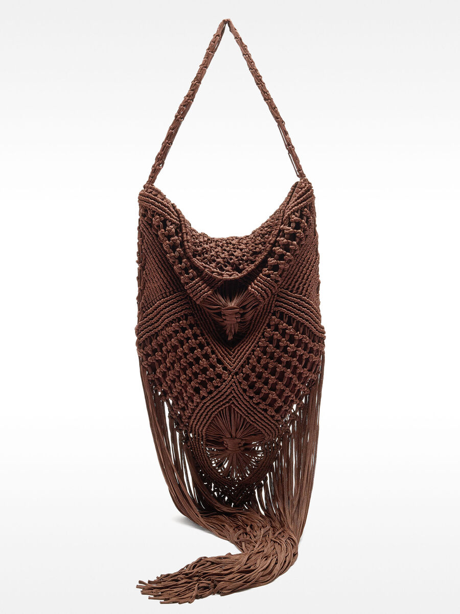 Crochet shoulder bag with fringes