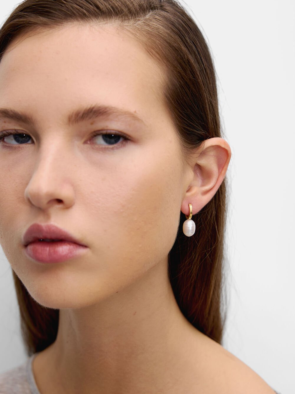 Freshwater Pearl Hoop Earrings - Stainless Steel