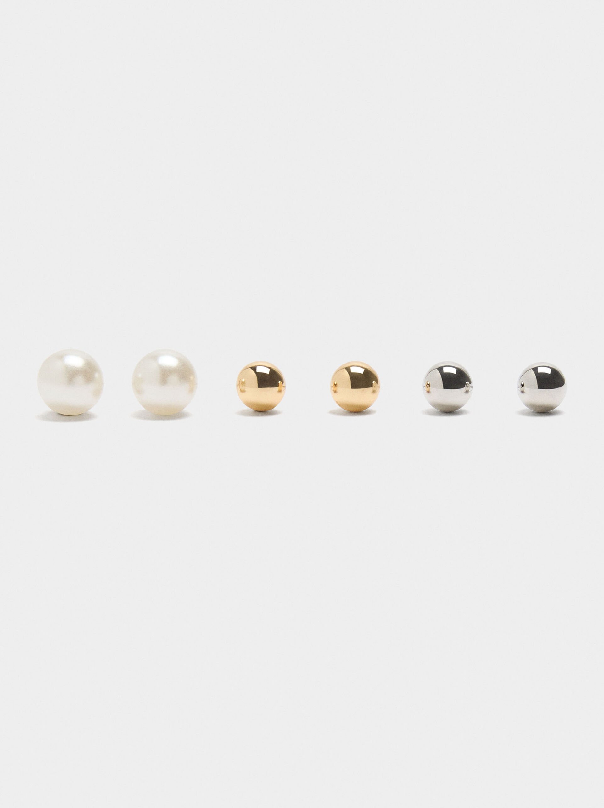 Bicolor sphere earrings with pearls image number 0.0