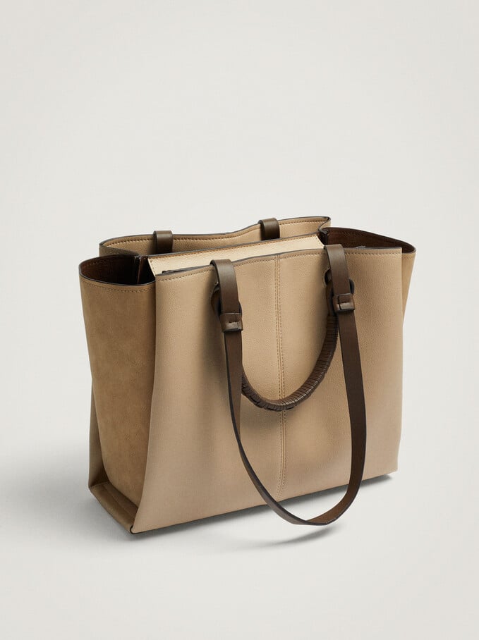 Shoulder Bag With Woven Strap, Pink, hi-res
