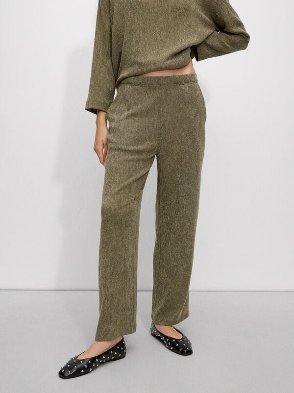 Pantalon texturé avec taille élastique