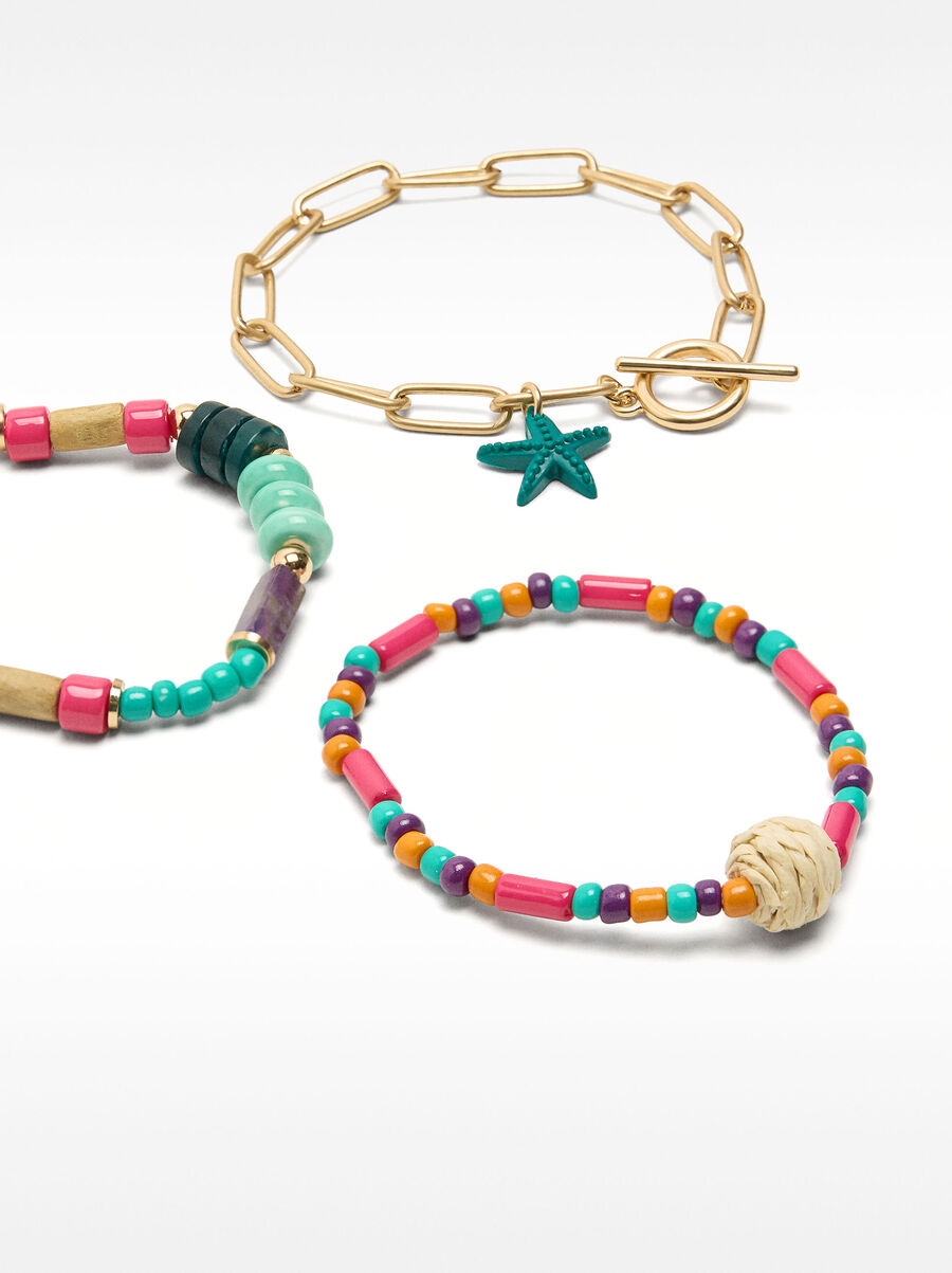 Multicolor elastic bracelet set
