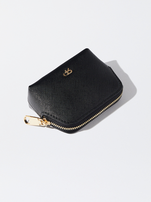 Coin Purse With Zip Fastening, Black, hi-res