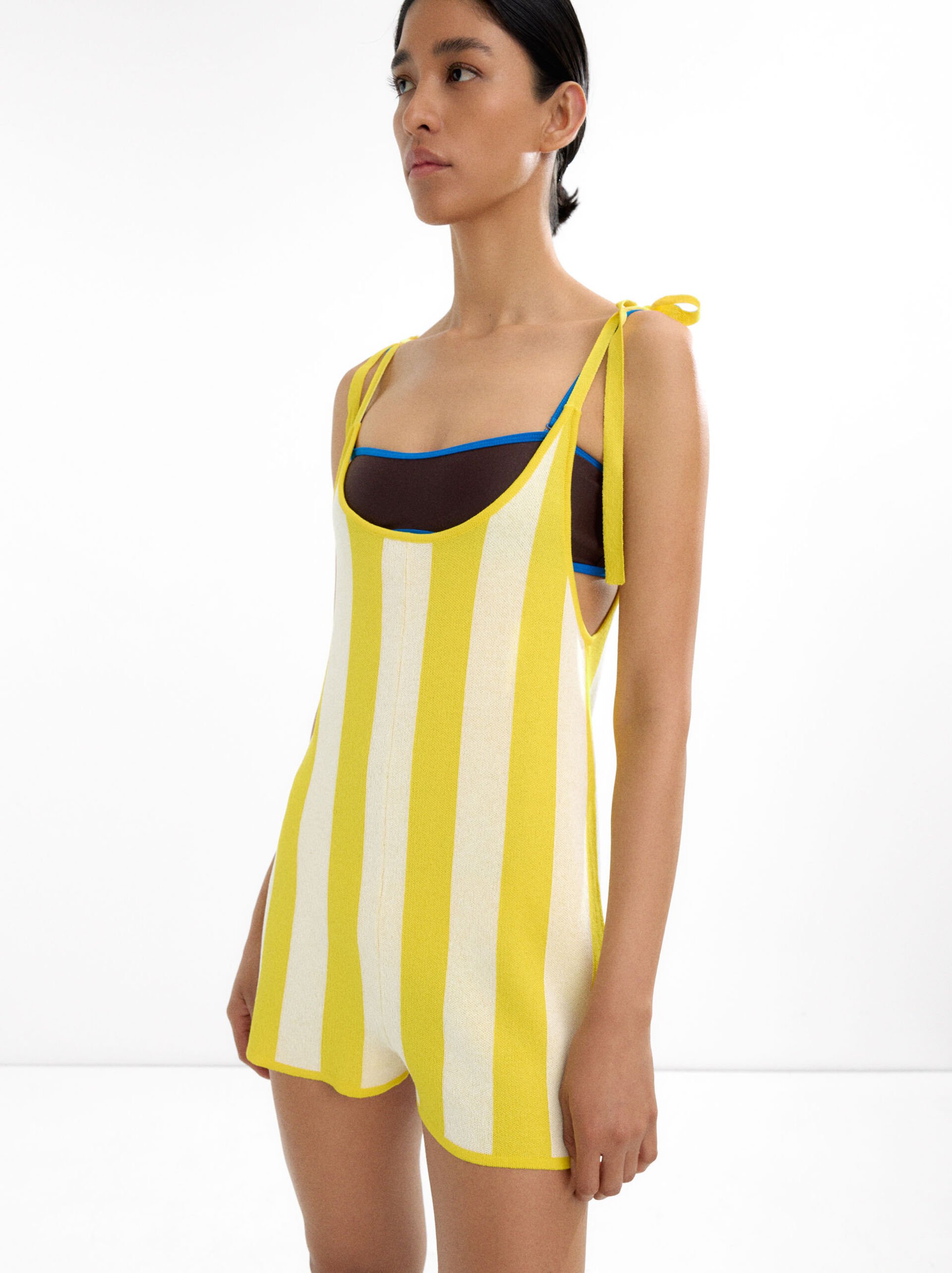 Striped knit jumpsuit image number 3.0