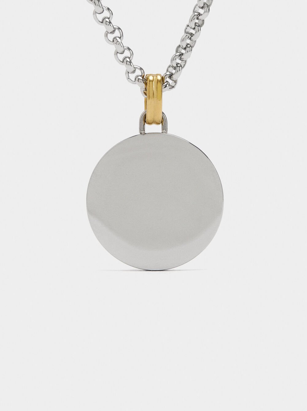 Necklace with bicolor heart medal - stainless steel