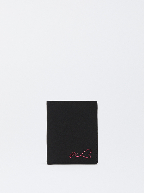 Passport Cover With Heart, Black, hi-res