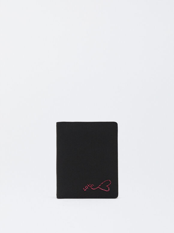 Passport Cover With Heart, Black, hi-res