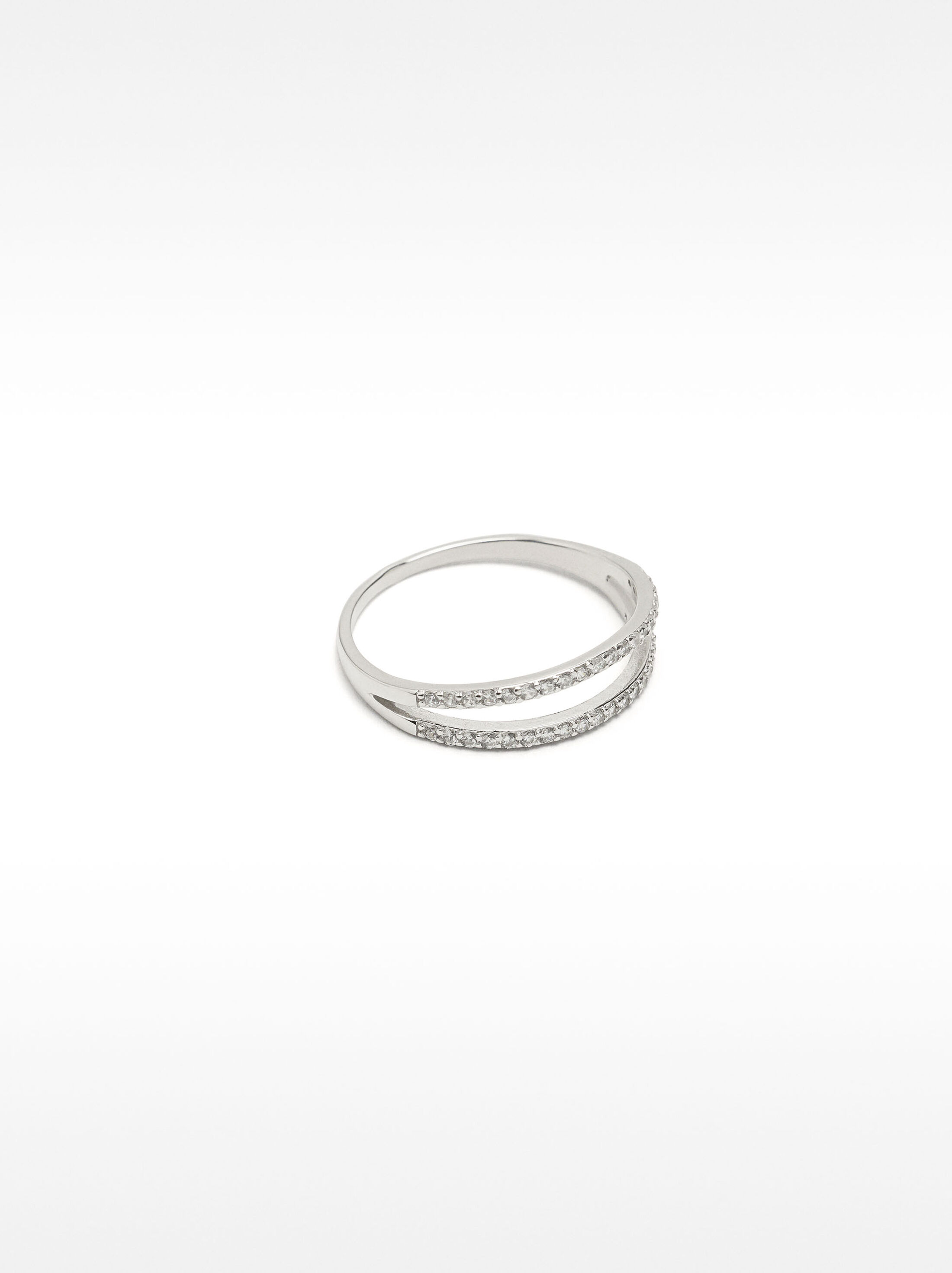 Ring with double effect and zircons - 925 sterling silver image number 3.0
