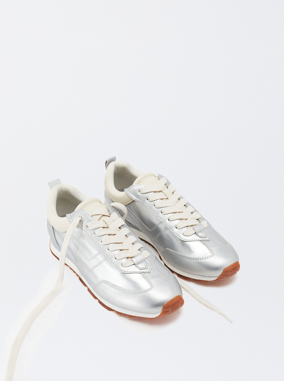 Contrasting Trainers, Silver, hi-res