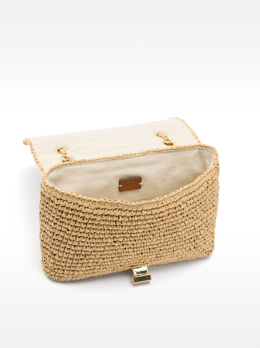 Straw-effect shoulder bag