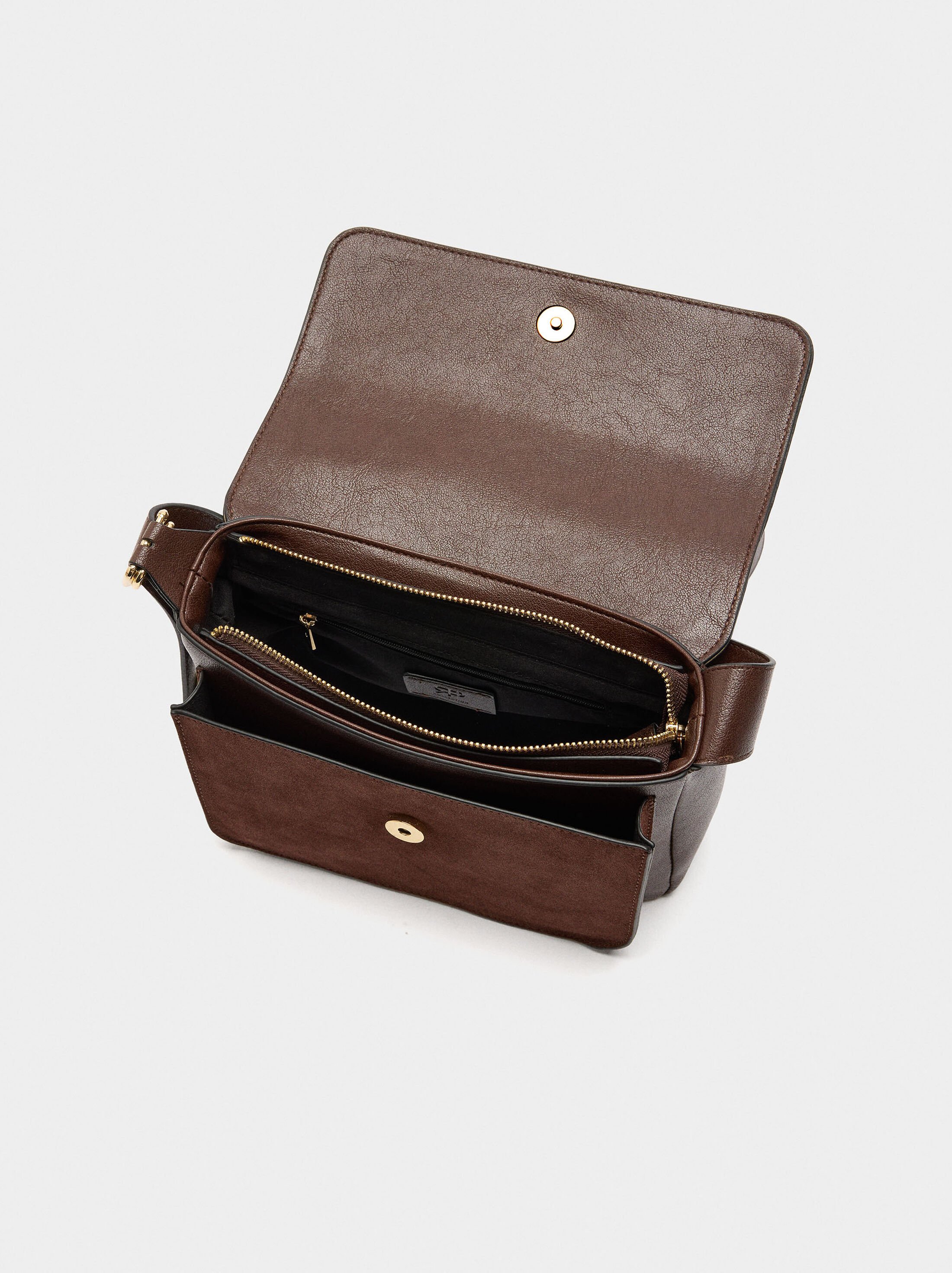 Crossbody bag with leather details image number 4.0