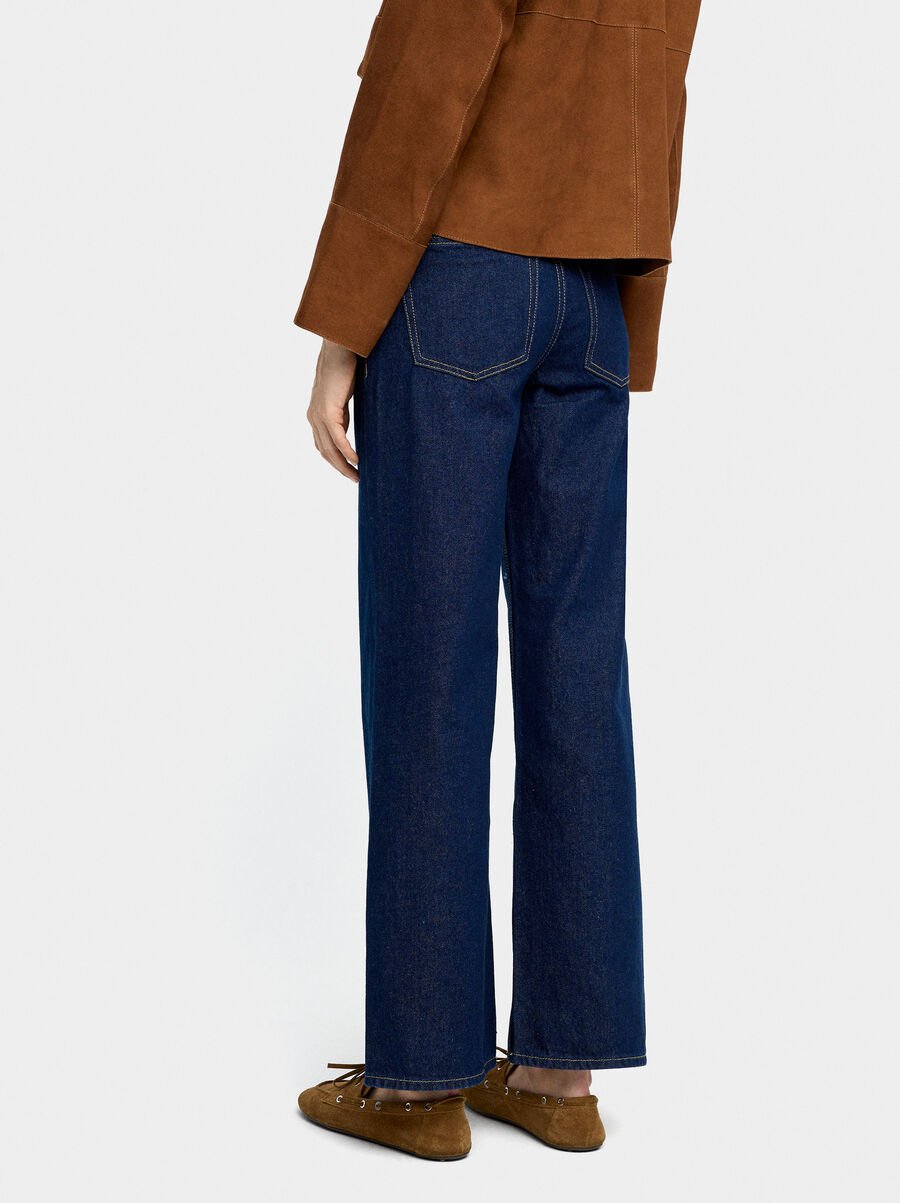 Straight denim trousers with 100% cotton