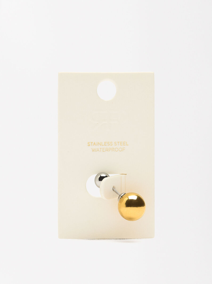 Individual bicolor spheres earring - stainless steel