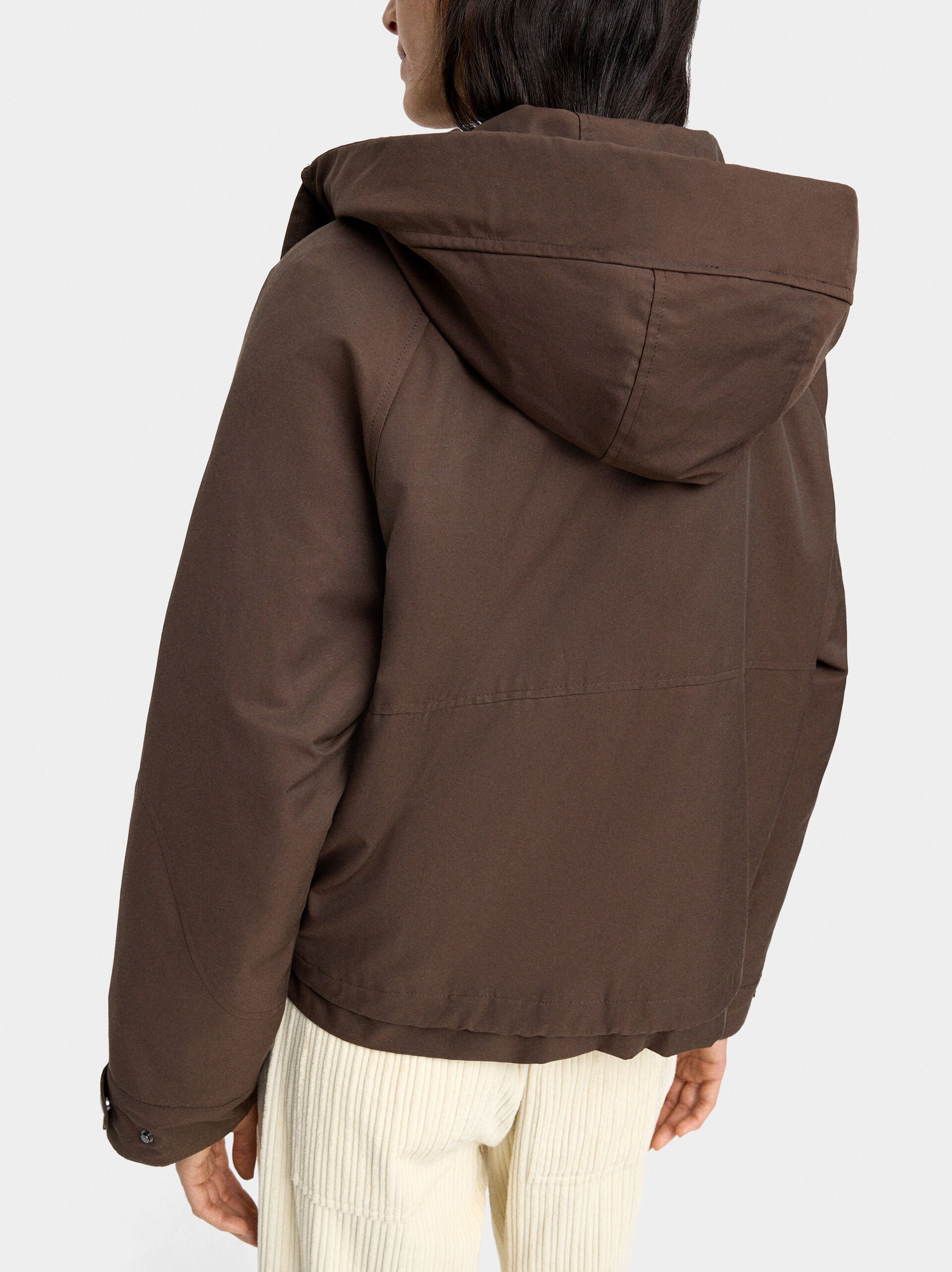 Jacket with hood water repellent image number 3.0