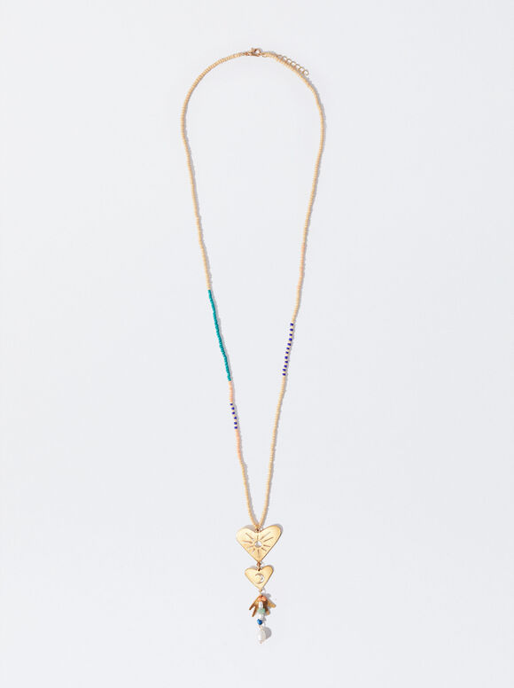Gold-Toned Necklace With Freshwater Pearl, Multicolor, hi-res