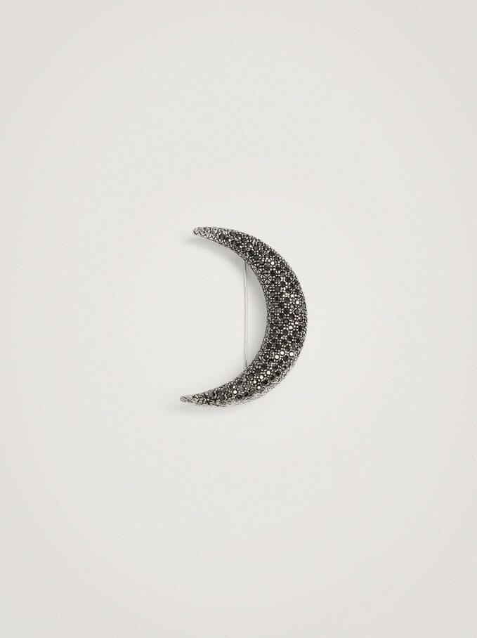 Moon Brooch, Grey, hi-res