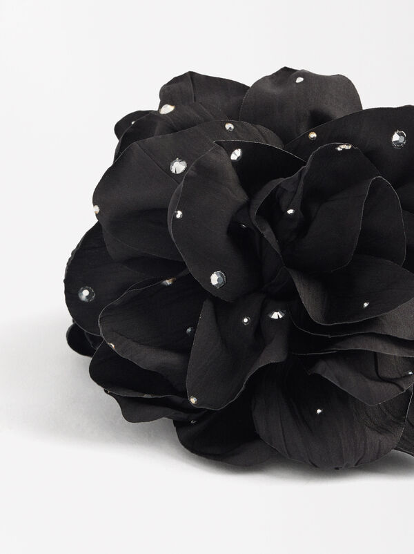 Pince à cheveux avec fleur et strass
