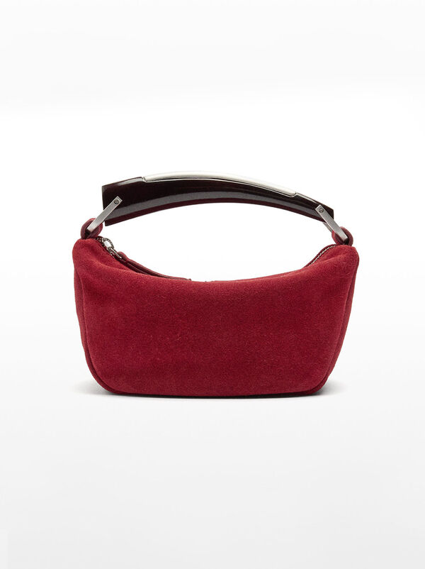 Suede leather handbag