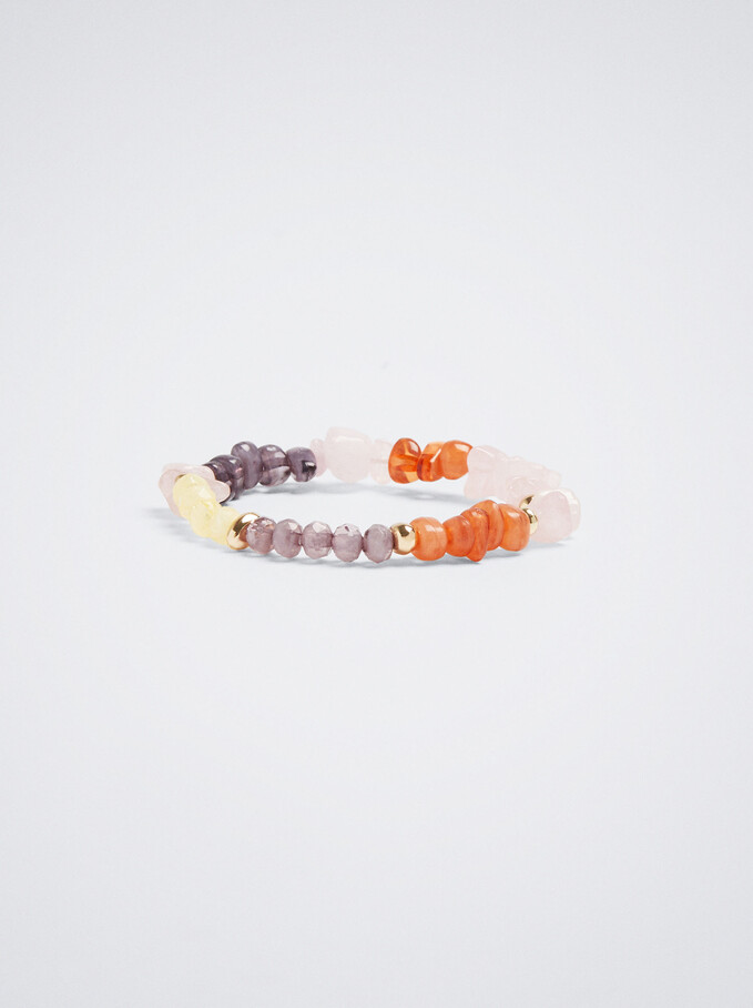 Pulsera Elástica Con Piedra Y Resina, Multicor, hi-res