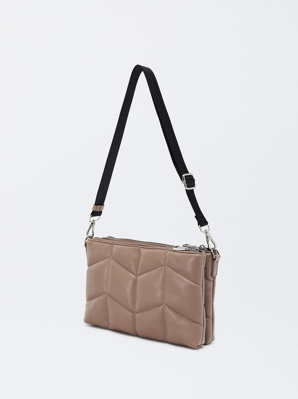 Quilted Crossbody Bag, Brown, hi-res