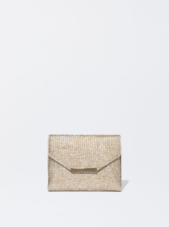 Straw-Effect Handbag, Golden, hi-res