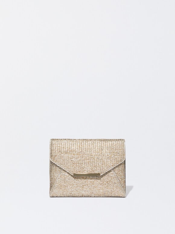 Straw-Effect Handbag, Golden, hi-res