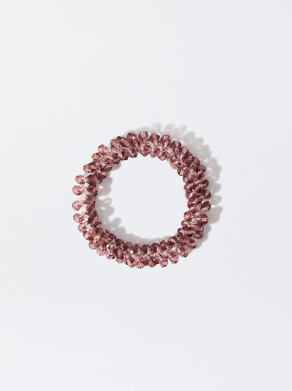Hair Elastic With Crystals, Pink, hi-res