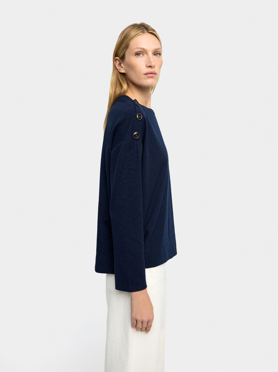 Long-sleeve sweater with buttons