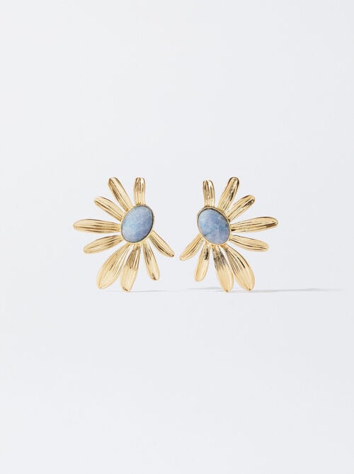 Flower Earrings With Stone