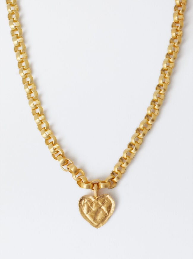 18k Gold Plated Heart Link Necklace image number 1.0