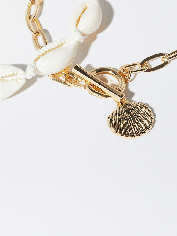 Set Of Shell Bracelets, Golden, hi-res