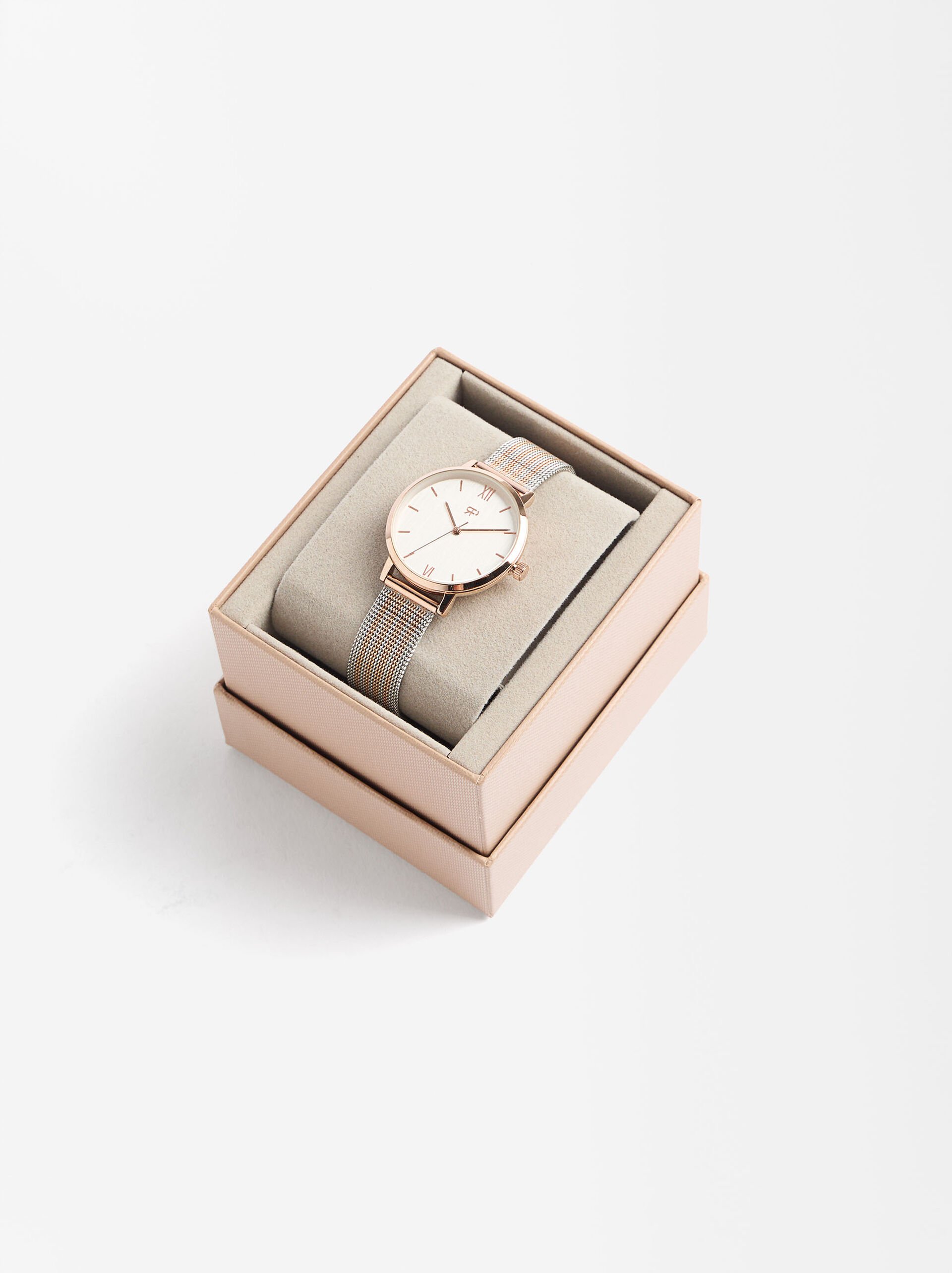 Uhr mit zweifarbigem Armband aus Edelstahlgeflecht image number 3.0