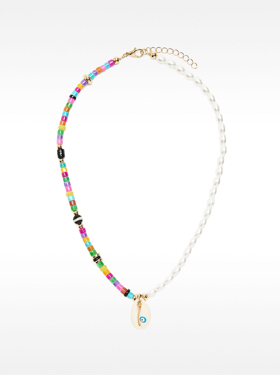 Multicoloured necklace with shell