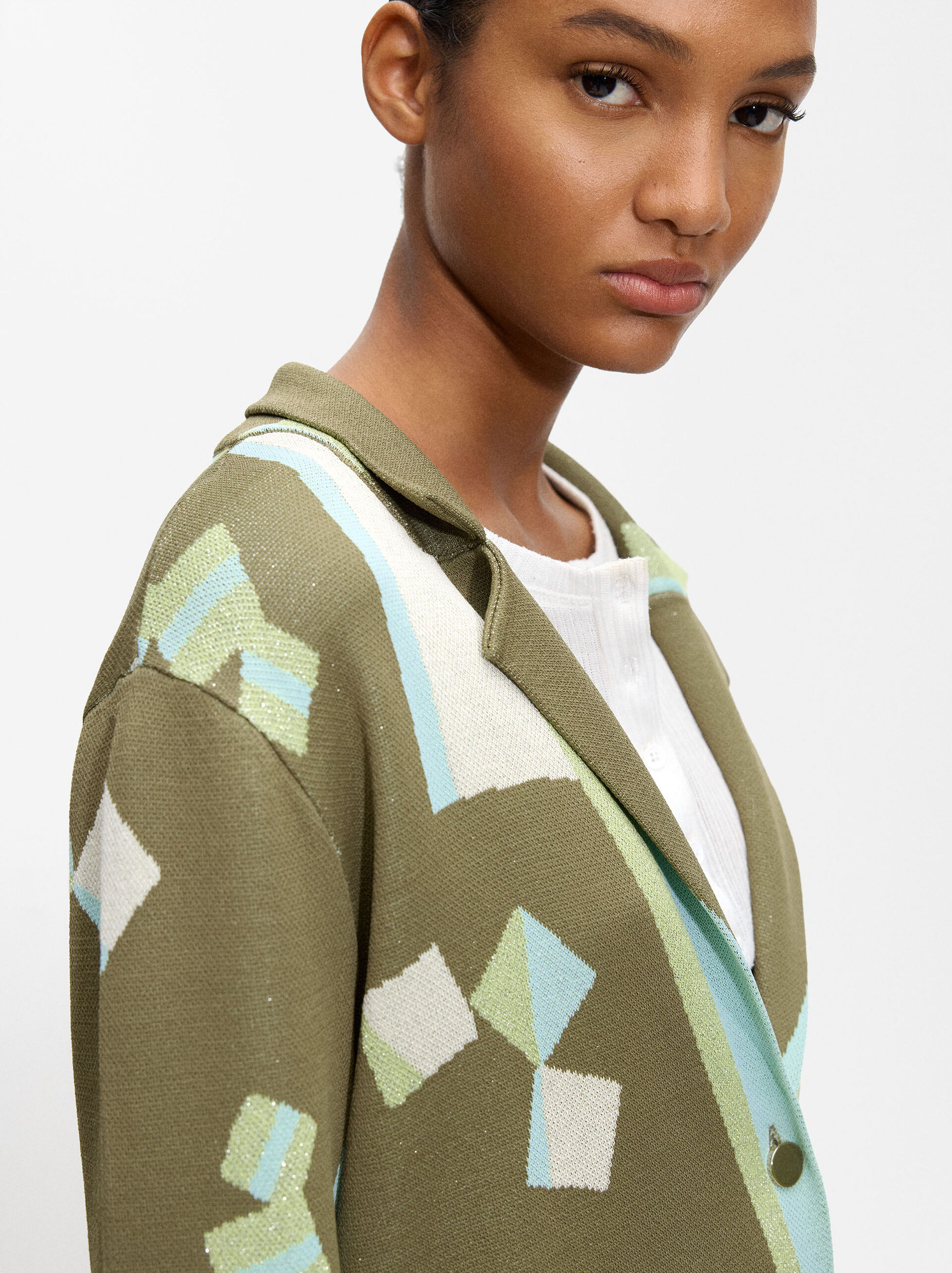 Jacquard knit cardigan image number 3.0