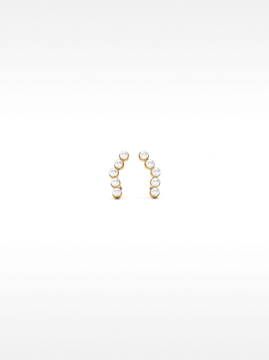 Short earrings with pearls - stainless steel