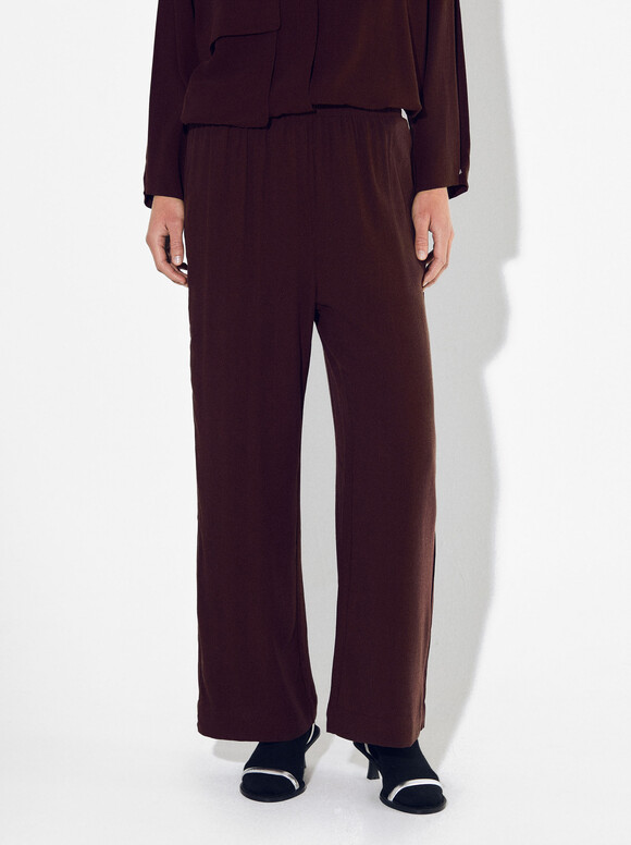 Wide Leg Pants With Lyocell, Bordeaux, hi-res