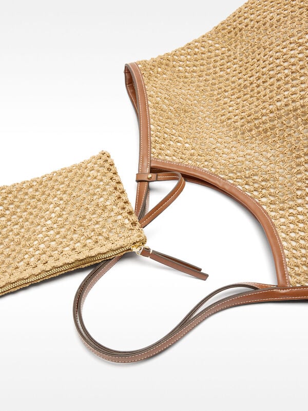 Straw-effect shopper bag