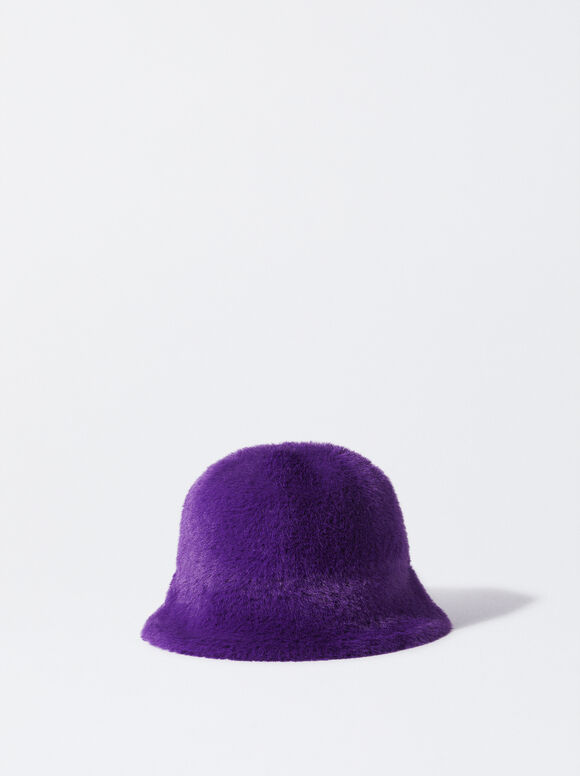 Bucket Hat Mit Pelz, Violett, hi-res
