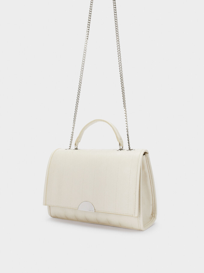 Shoulder Bag With Contrast Strap, White, hi-res