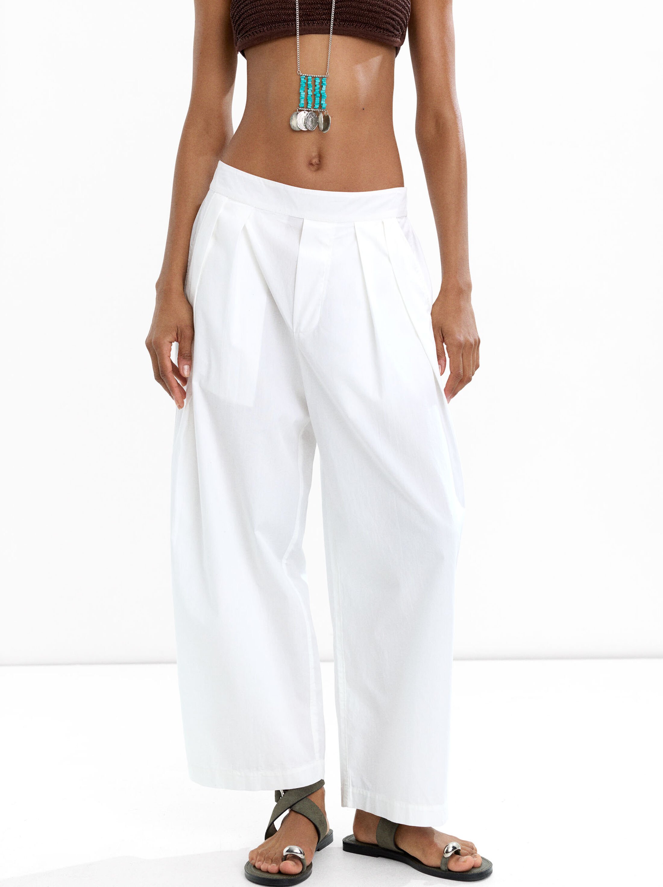 100% cotton pleated trousers image number 1.0