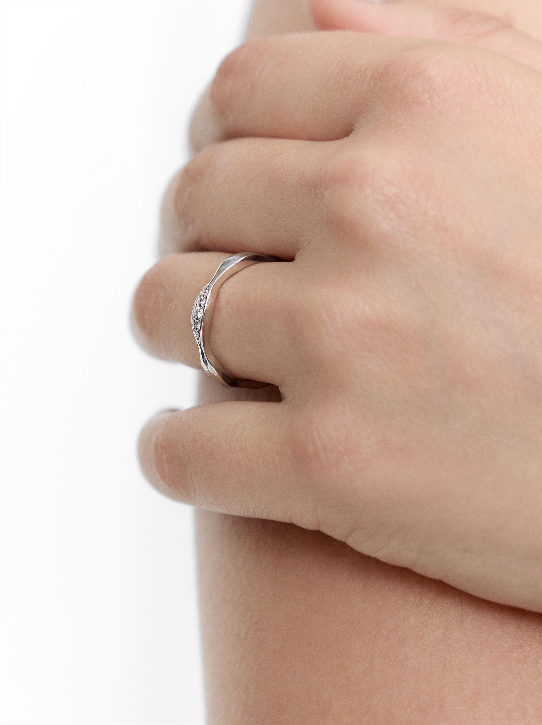 Wave ring with zirconia – 925 sterling silver image number 1.0