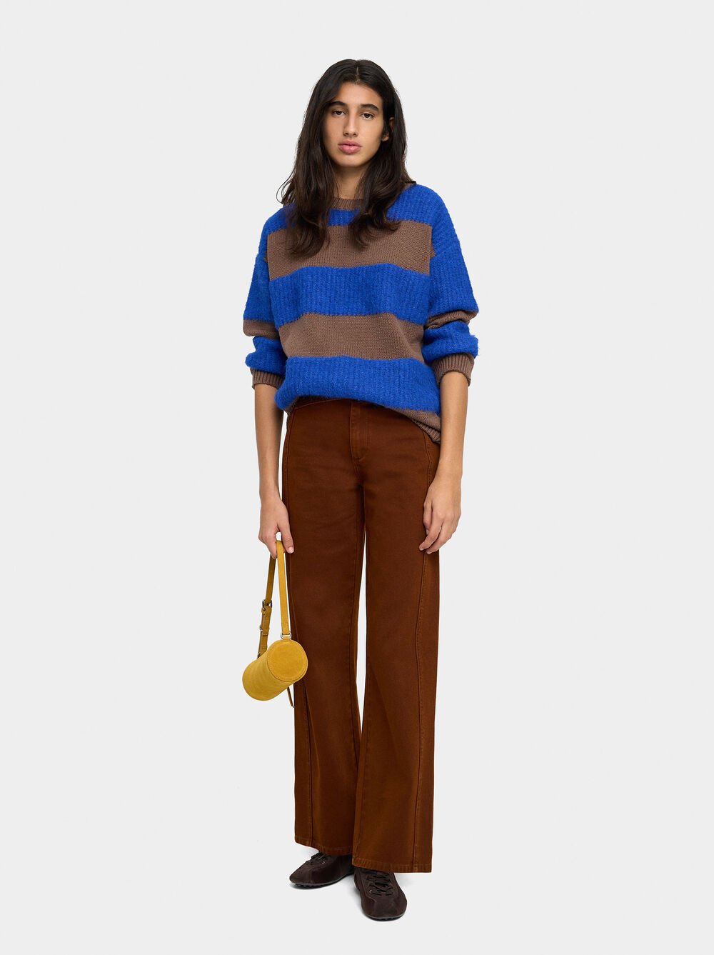 Knit sweater with stripes