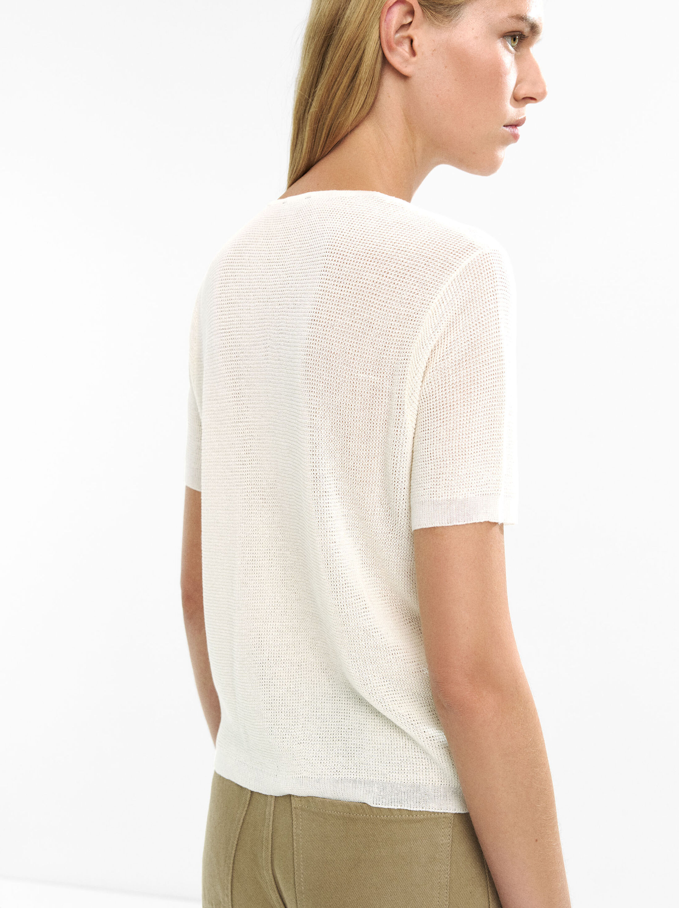 Short-sleeve knit cardigan image number 3.0