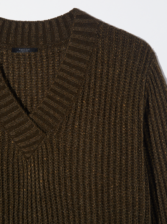 Knit Sweater With Wool, Khaki, hi-res