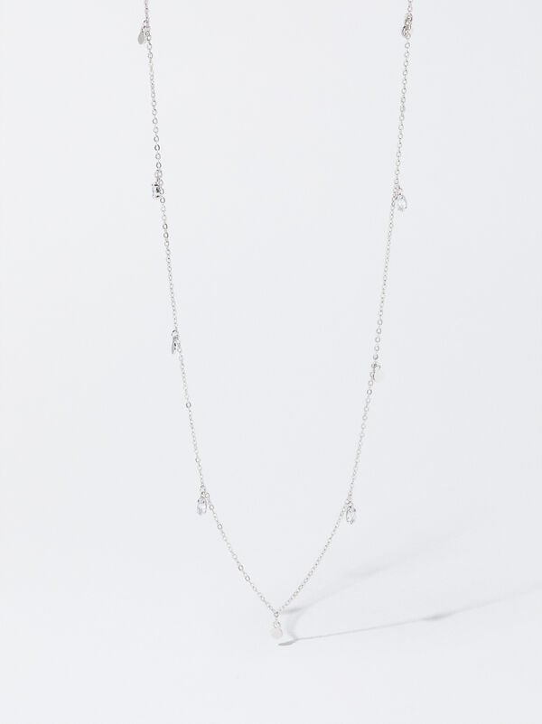 Silver necklace with zirconia